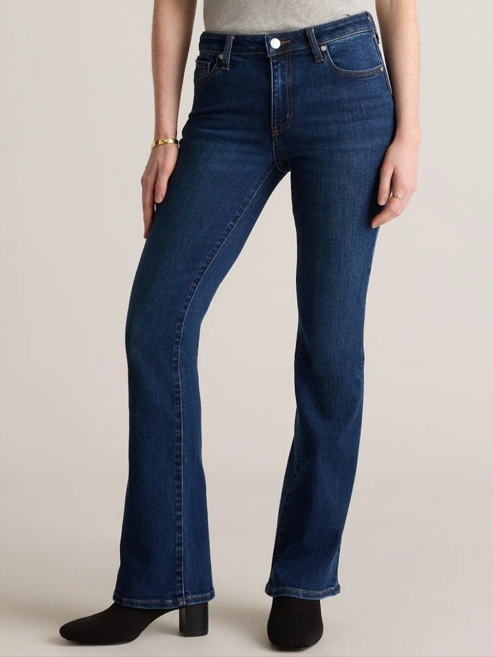 Quince Women's Dark Blue Flare Jeans